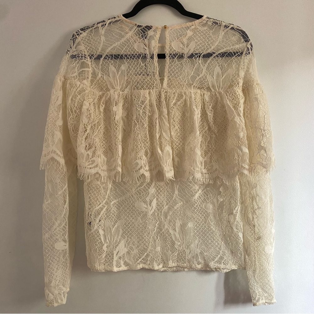 Who what wear lace layered white/cream long sleeve blouse - Picture 5 of 6